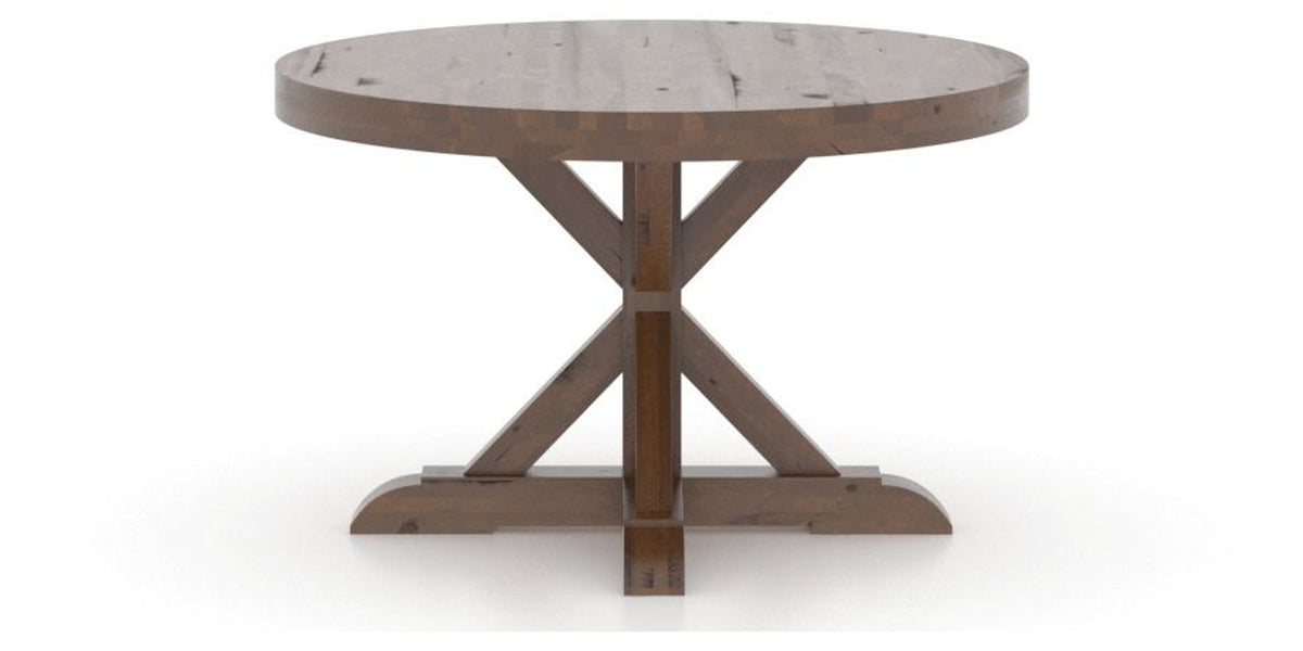 Canadel Loft Round Dining Table 4848 in 19 Cognac Washed, side view