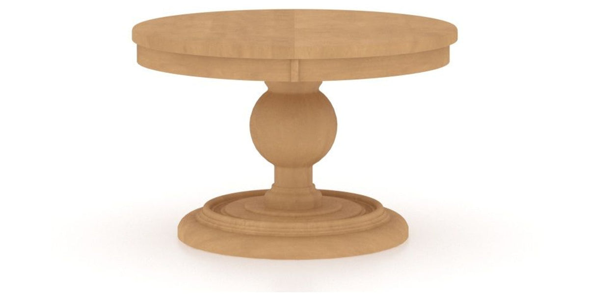 Canadel Round Dining Table 4848 with HQ Base, T Edge in 20 Caramel Washed, side view