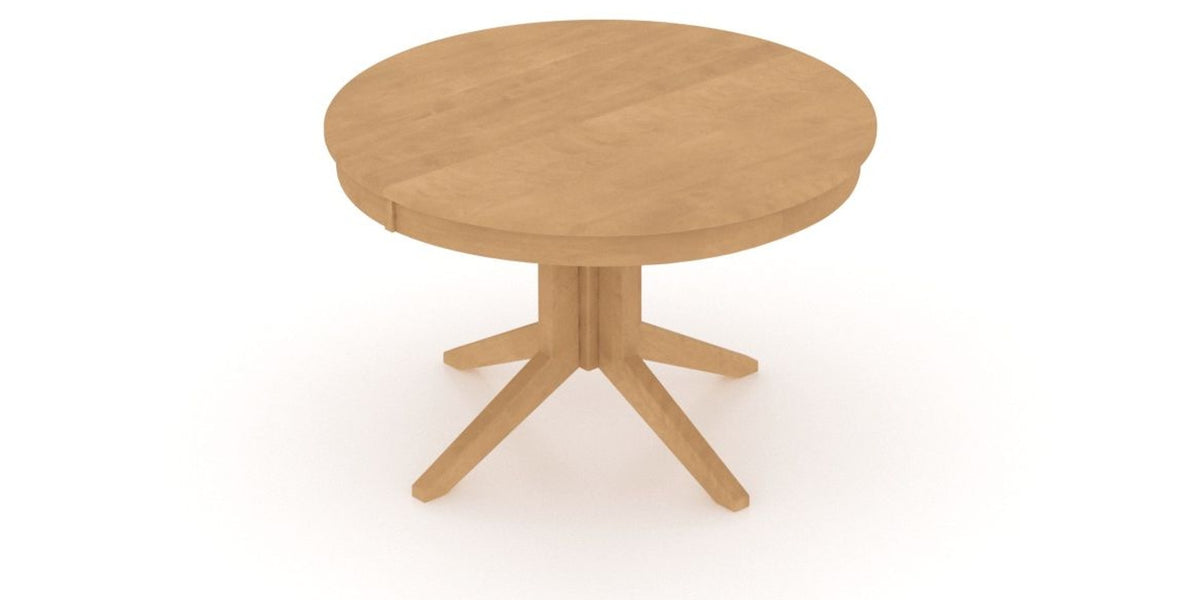 Canadel Round Dining Table 4848 with XQ Base in 20 Caramel Washed, view from above
