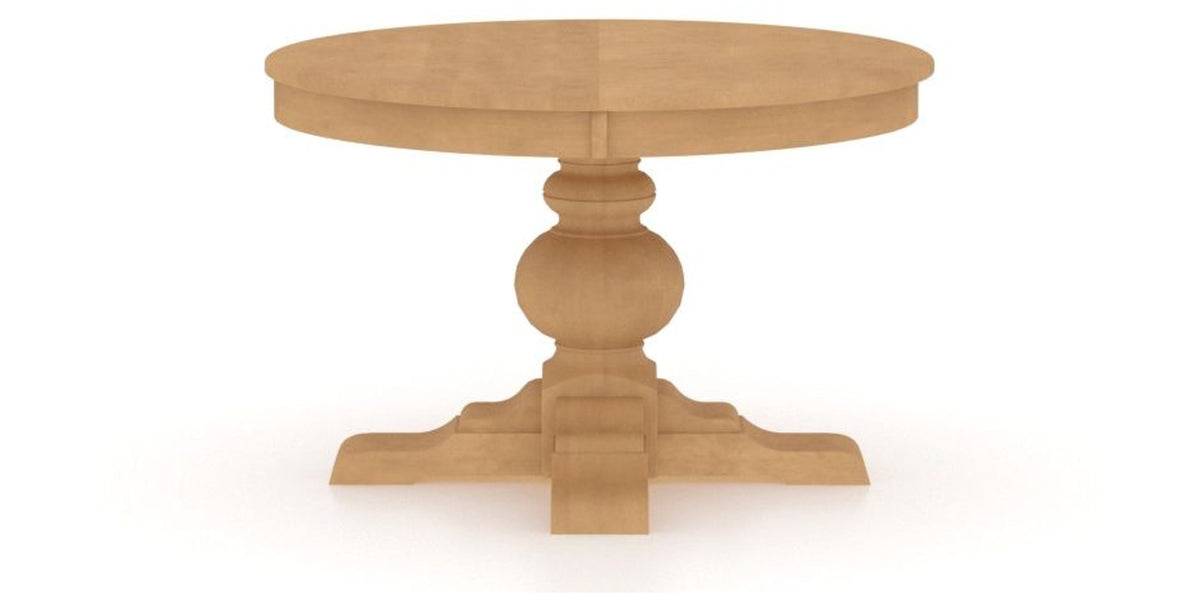 Canadel Round Dining Table 4848 with XT Base in 20 Caramel Washed, side view