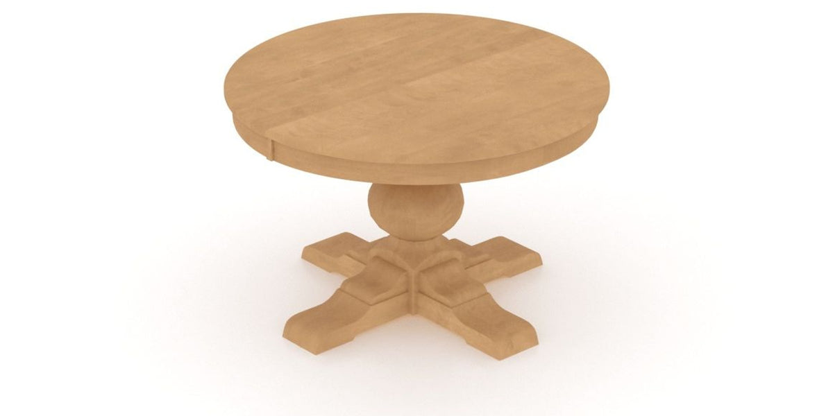 Canadel Round Dining Table 4848 with XT Base in 20 Caramel Washed, view from above