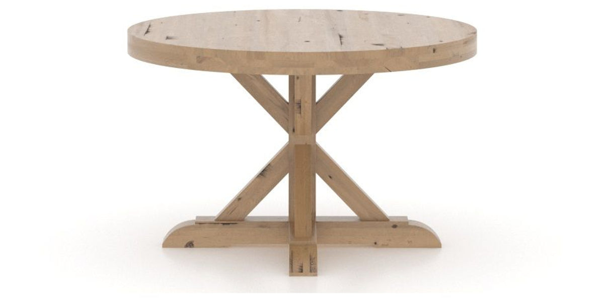Canadel Loft Round Dining Table 4848 in 20 Caramel Washed, side view