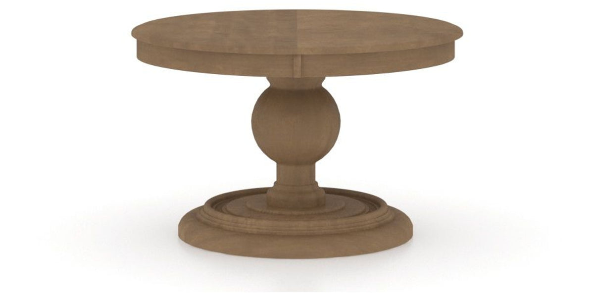 Canadel Round Dining Table 4848 with HQ Base, A Edge in 25 Pecan Washed, side view