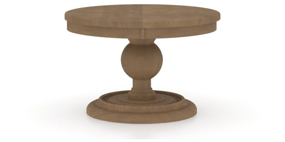 Canadel Round Dining Table 4848 with HQ Base, T Edge in 25 Pecan Washed, side view
