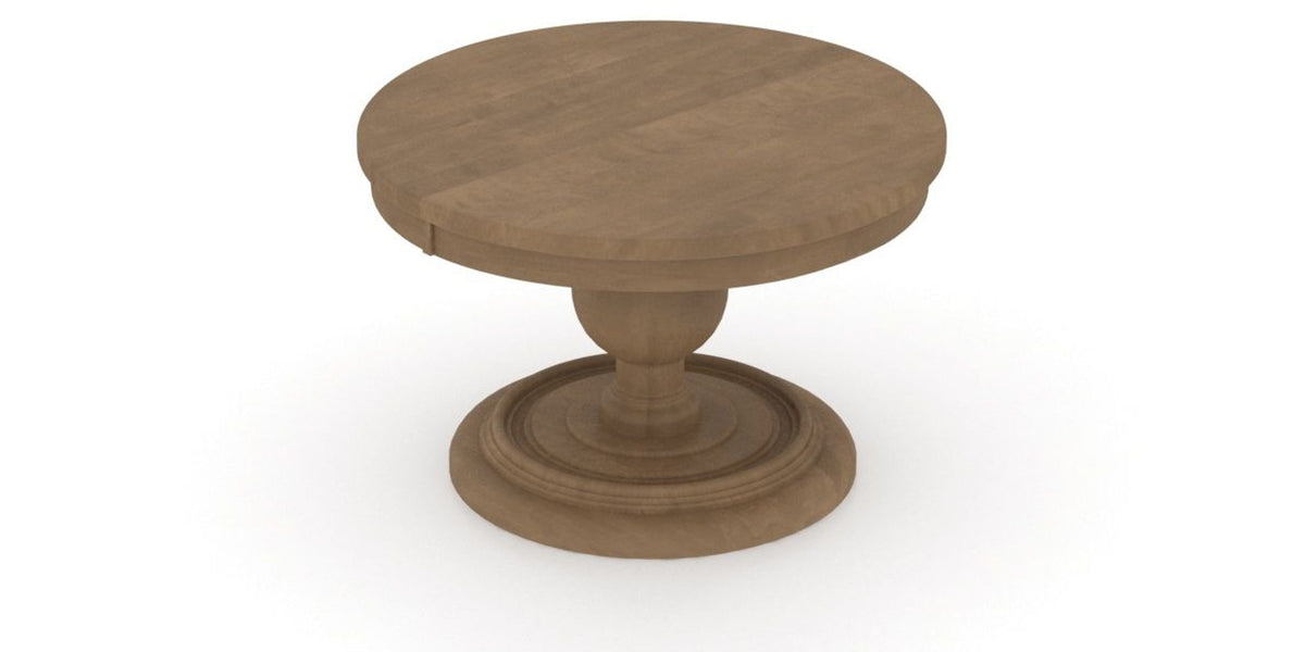 Canadel Round Dining Table 4848 with HQ Base, T Edge in 25 Pecan Washed, view from above