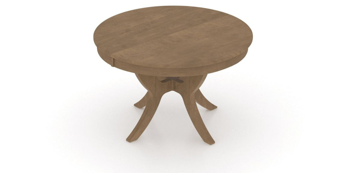 Canadel Round Dining Table 4848 with SI Base in 25 Pecan Washed, view from above