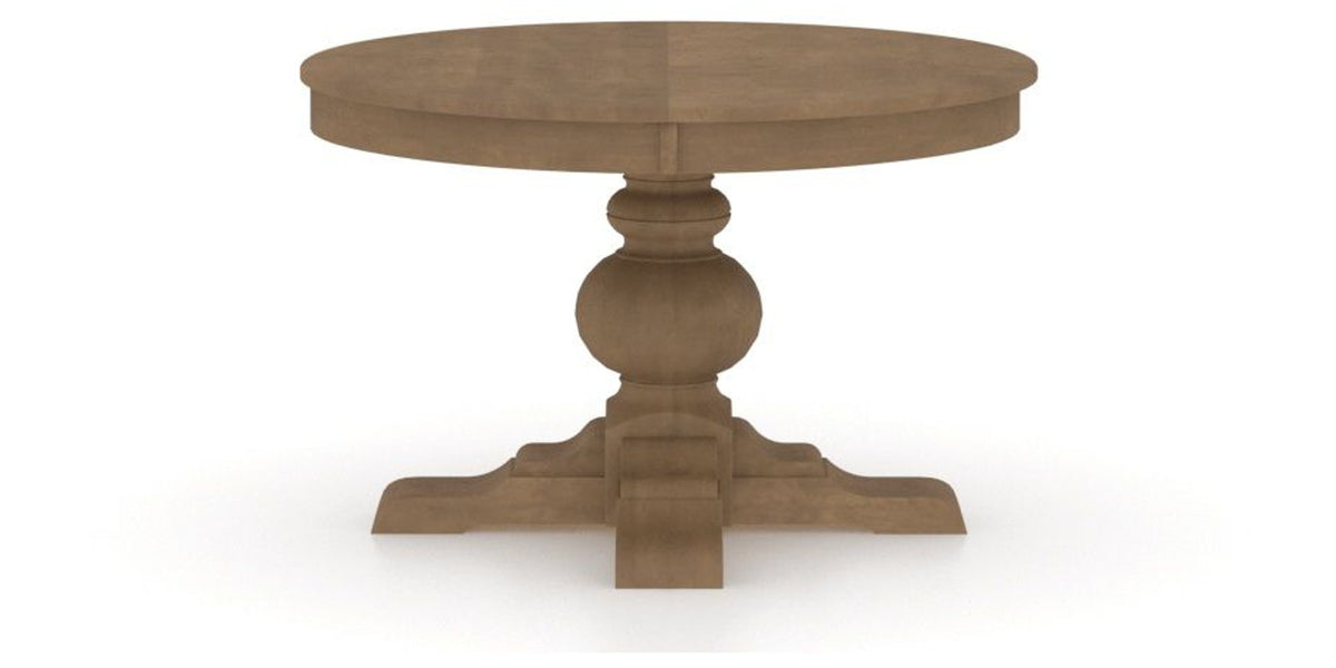 Canadel Round Dining Table 4848 with XT Base in 25 Pecan Washed, side view
