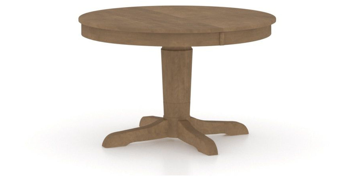 Canadel Round Dining Table 4848 with YY Base in 25 Pecan Washed, three-quarter view