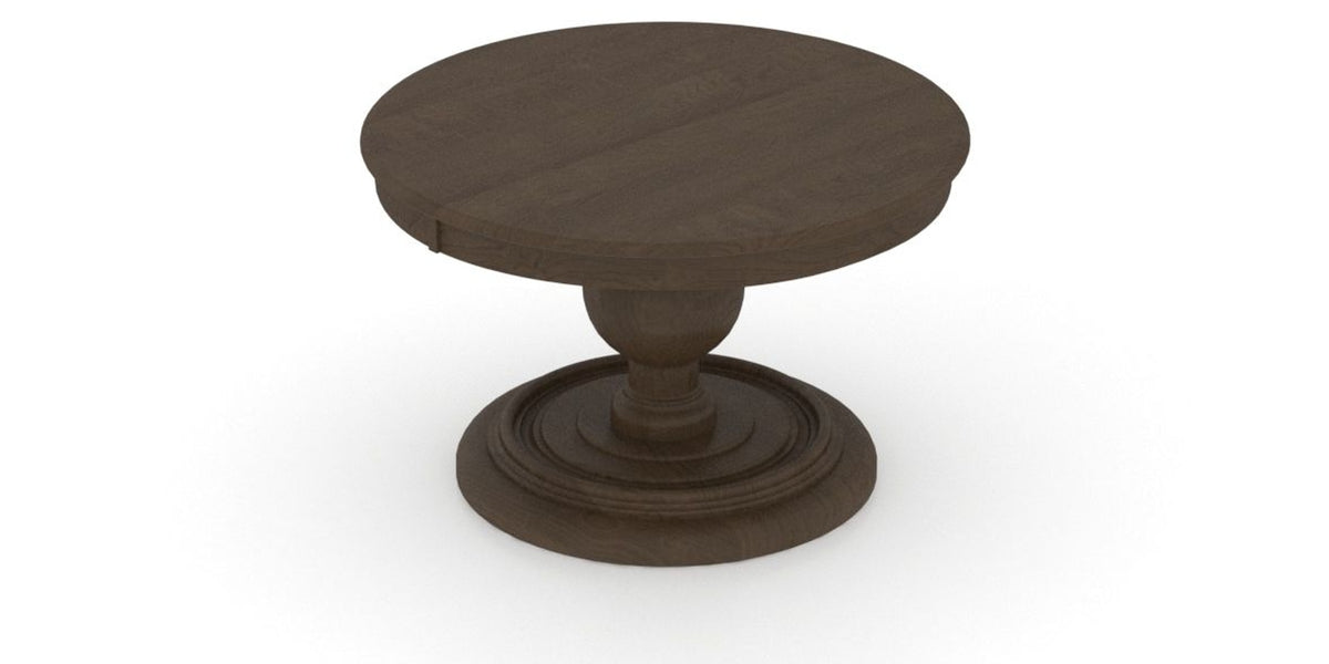 Canadel Round Dining Table 4848 with HQ Base, A Edge in 29 Hazelnut Washed, view from above