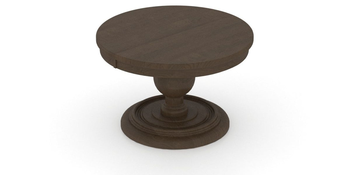 Canadel Round Dining Table 4848 with HQ Base, T Edge in 29 Hazelnut Washed, view from above