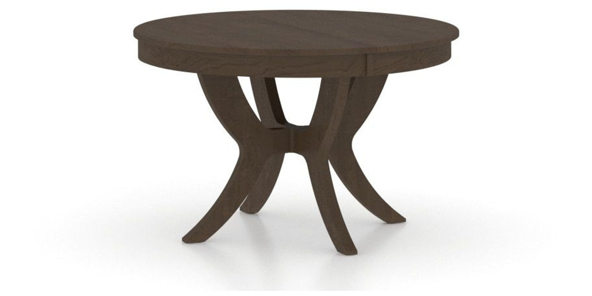 Canadel Round Dining Table 4848 with SI Base in 29 Hazelnut Washed, three-quarter view
