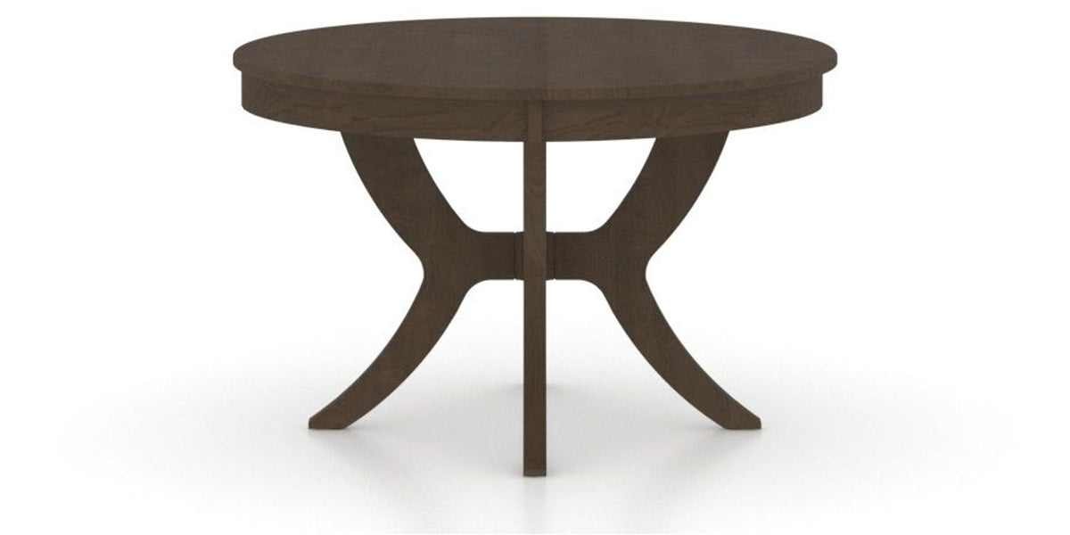 Canadel Round Dining Table 4848 with SI Base in 29 Hazelnut Washed, side view