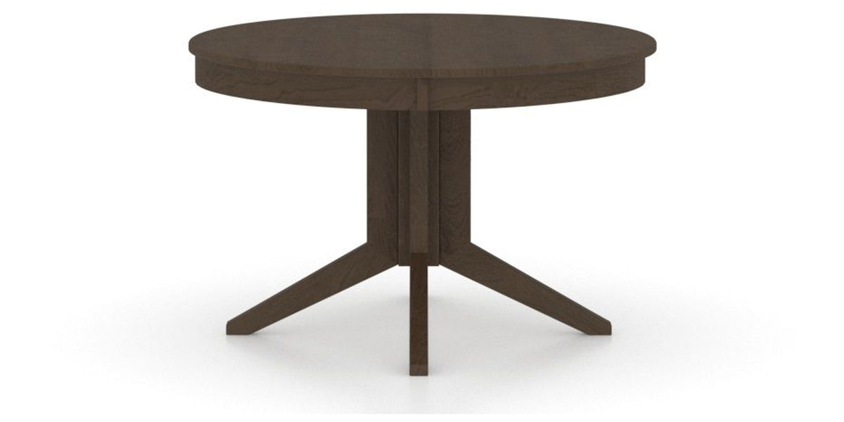 Canadel Round Dining Table 4848 with XQ Base in 29 Hazelnut Washed, side view