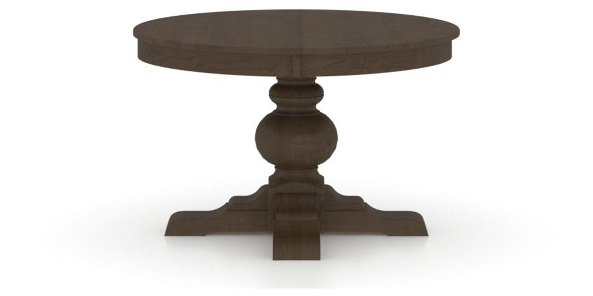 Canadel Round Dining Table 4848 with XT Base in 29 Hazelnut Washed, side view