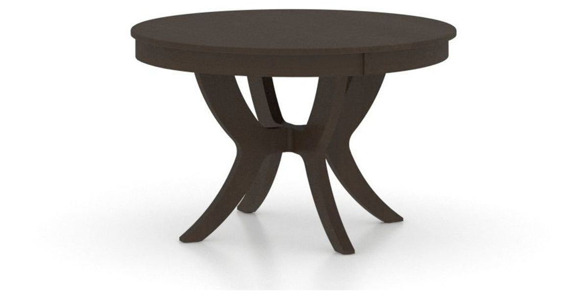 Canadel Round Dining Table 4848 with SI Base in 59 Davy's Grey, three-quarter view