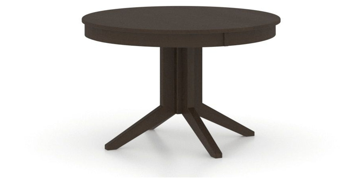 Canadel Round Dining Table 4848 with XQ Base in 59 Davy's Grey, three-quarter view