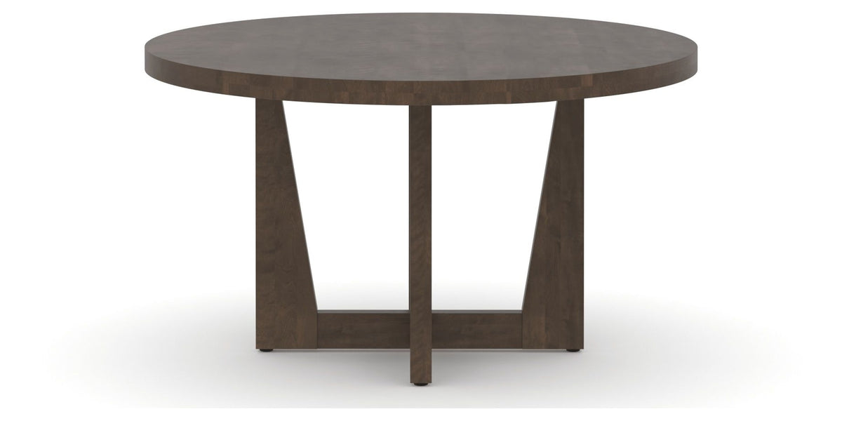 Canadel Modern Round Dining Table with MK Base in 29 Hazelnut Washed and Small Size, side view