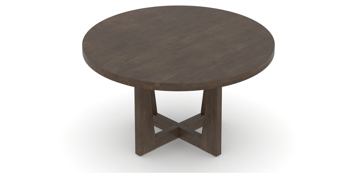 Canadel Modern Round Dining Table with MK Base in 29 Hazelnut Washed and Small Size, view from above