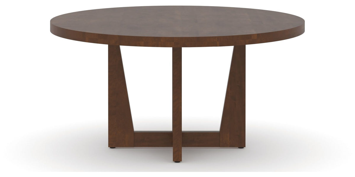 Canadel Modern Round Dining Table with MK Base in 19 Cognac Washed and Large Size, side view