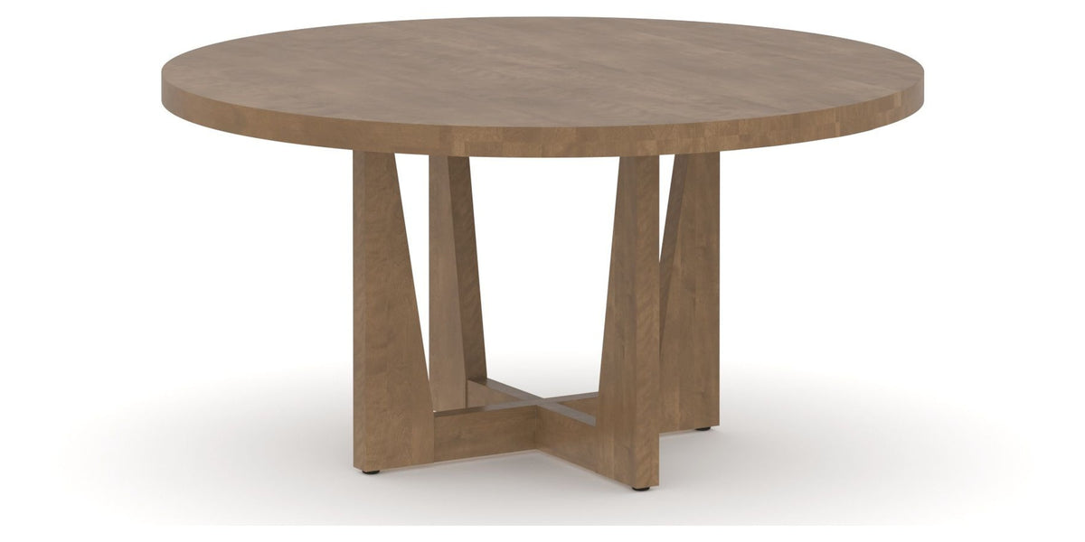 Canadel Modern Round Dining Table with MK Base in Large Size, three-quarter view