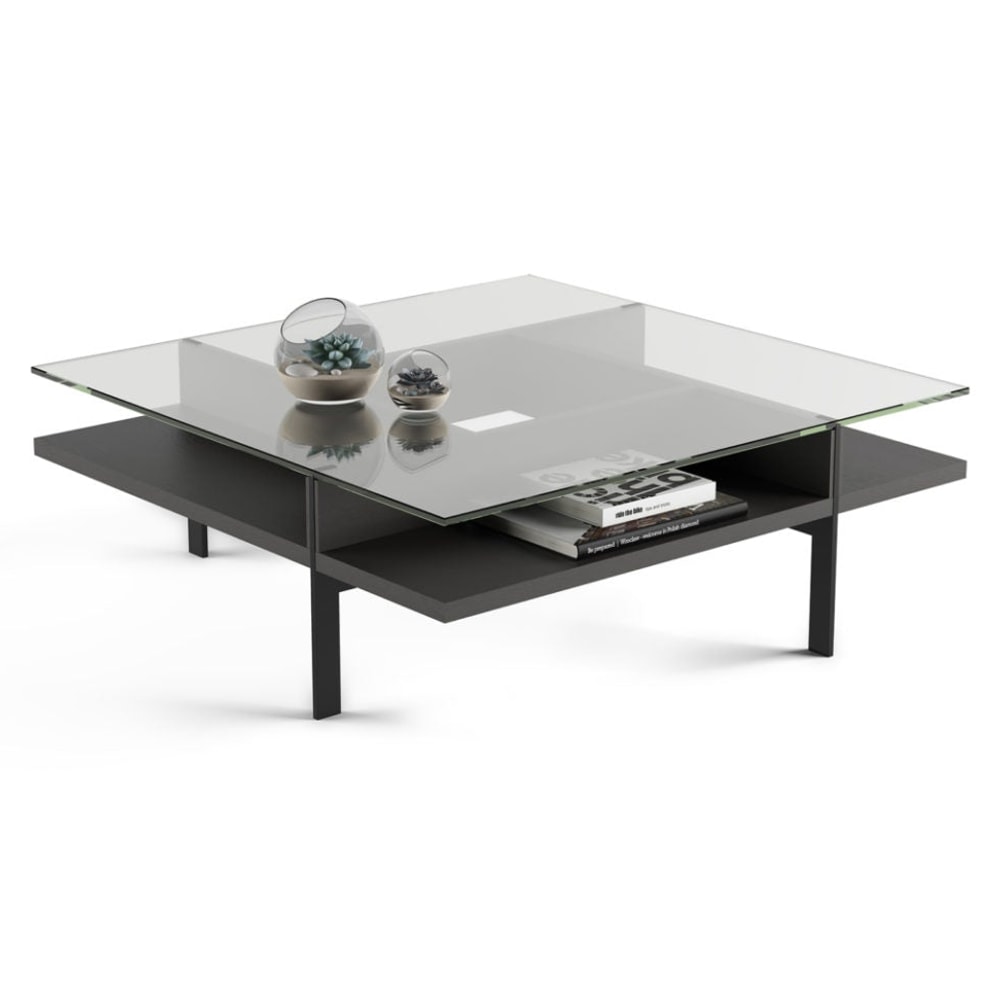 BDi Terrace Coffee Table in Charcoal Stained Ash, on white, Square tabletop shape