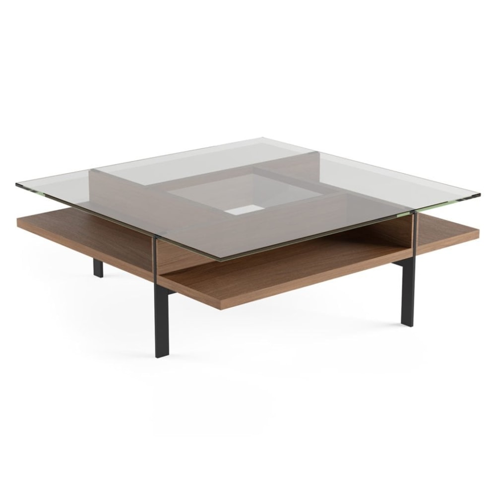 BDi Terrace Coffee Table in Natural Walnut, on white, Square tabletop shape