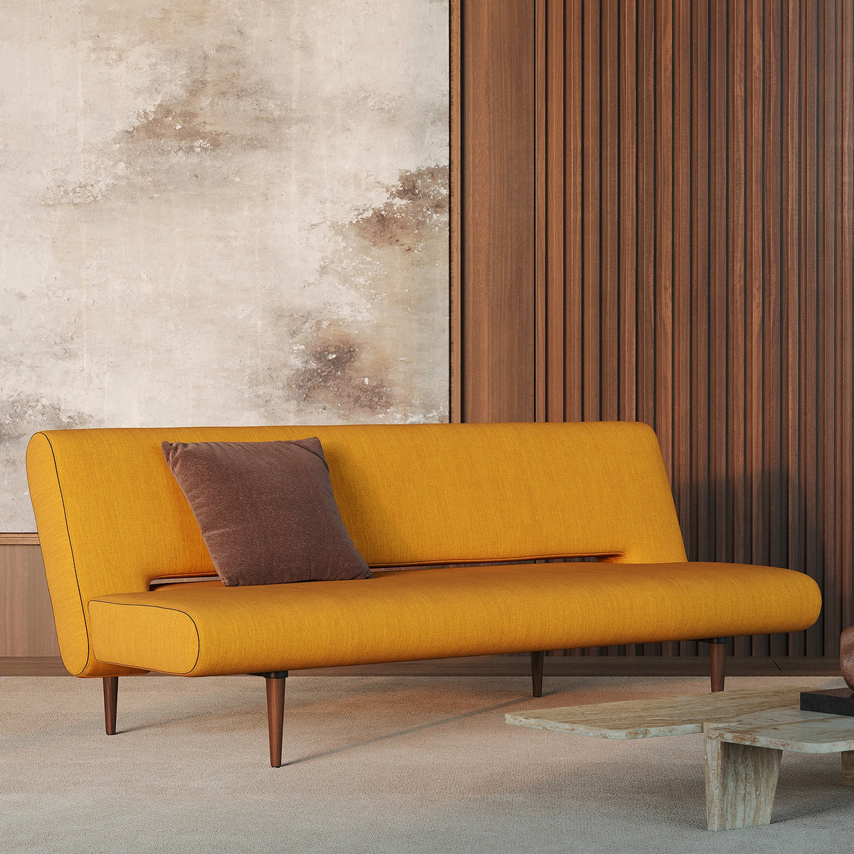 Innovation Living Unfurl Sleeper Sofa, room setting, shown in 507 Elegance Burned Curry all-groups