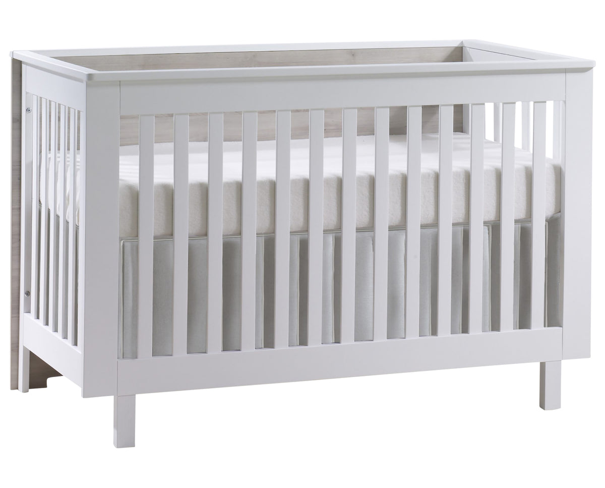 White Wood with Sand Laminate | Urban Crib & Dresser Set | Valley Ridge Furniture