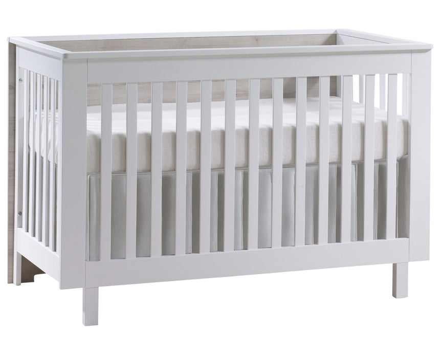 White Wood with Sand Laminate | Urban Crib & Dresser Set | Valley Ridge Furniture