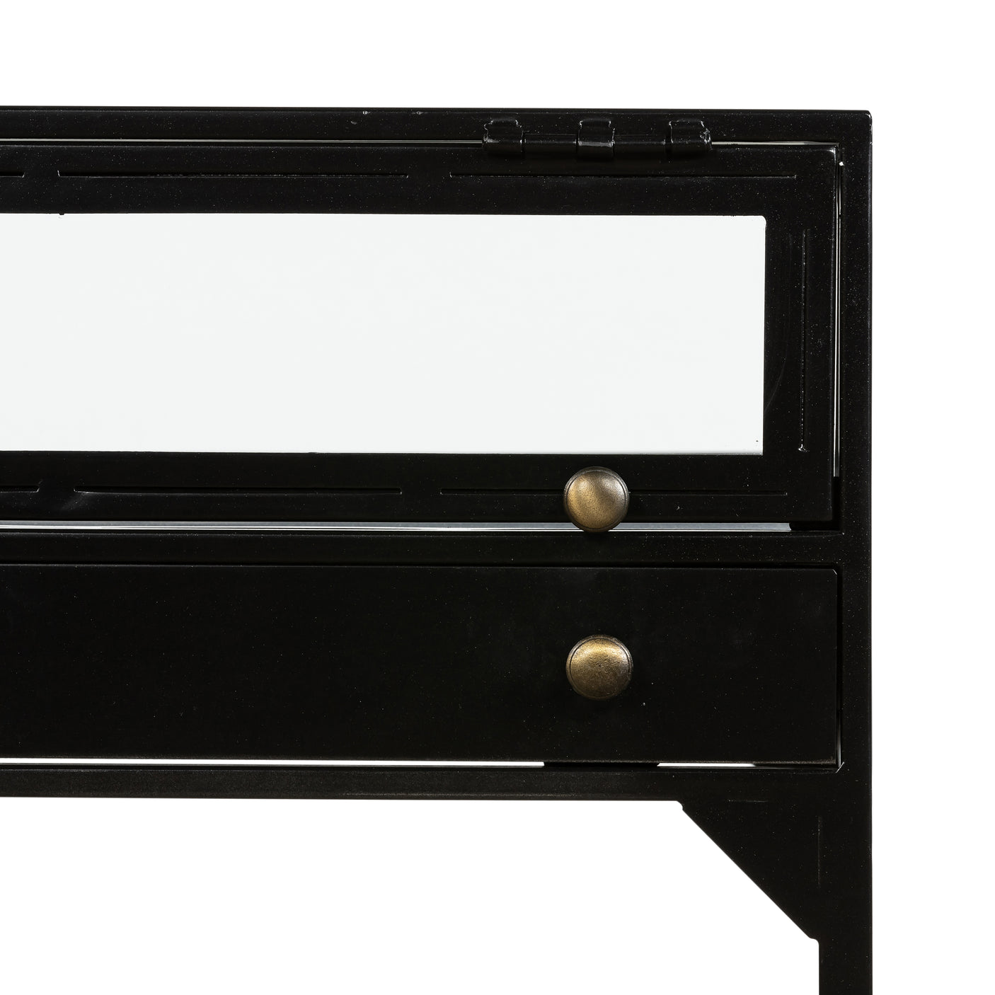 Black Iron with Tempered Glass | Shadow Box End Table | Valley Ridge Furniture