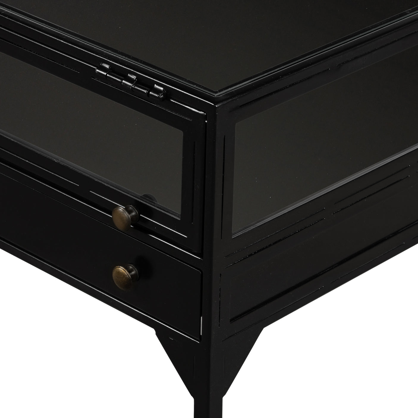 Black Iron with Tempered Glass | Shadow Box End Table | Valley Ridge Furniture