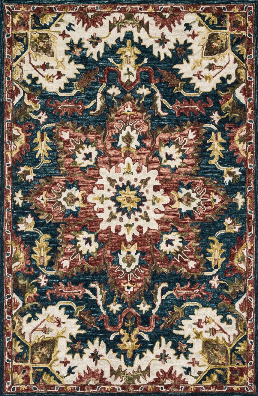 Victoria Rug 13 | Teal / Raspberry