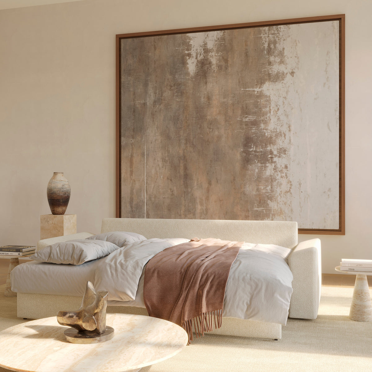 Innovation Living Vilander Sleeper Sofa - Cushion Arms, room setting, shown in 357 Taura Off White
