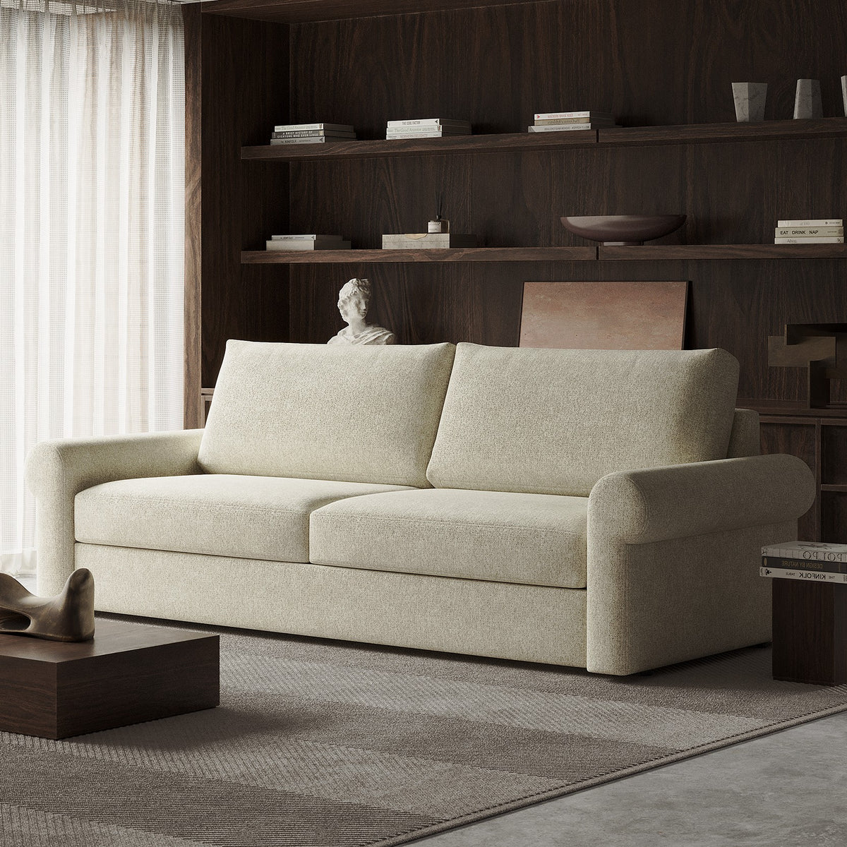Innovation Living Vilander Sleeper Sofa - Roll Arms, room setting, shown in 357 Taura Off White
