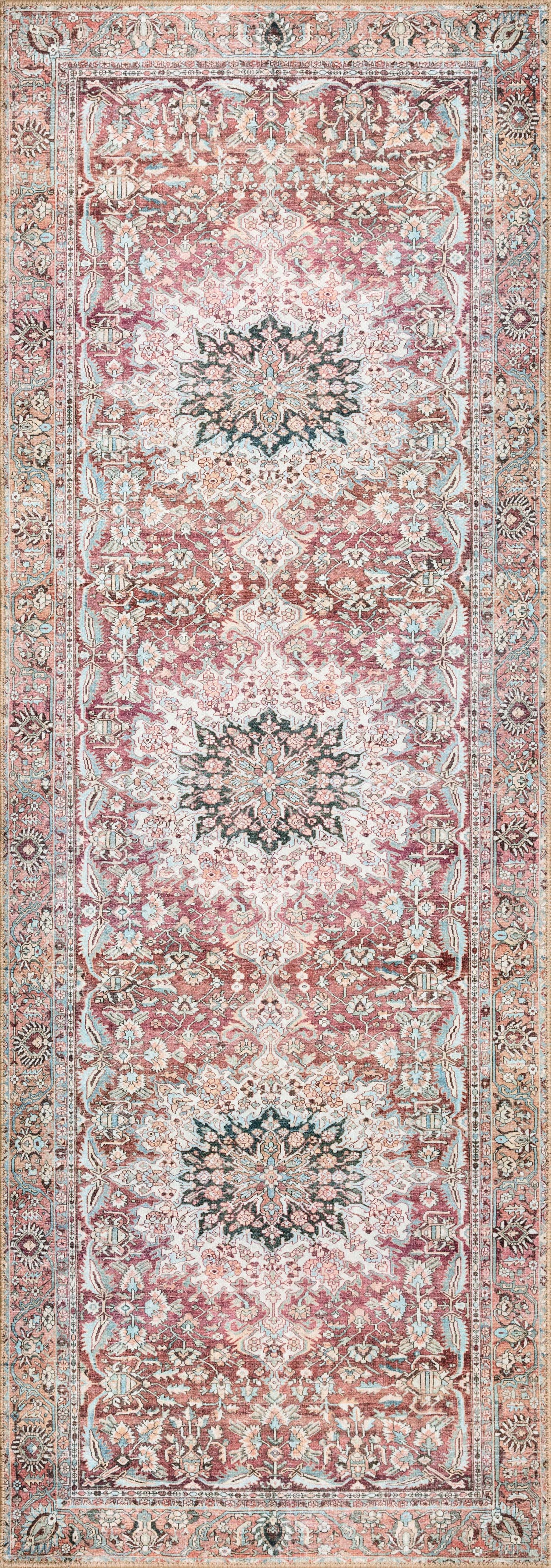 Wynter Rug 05 | Tomato / Teal