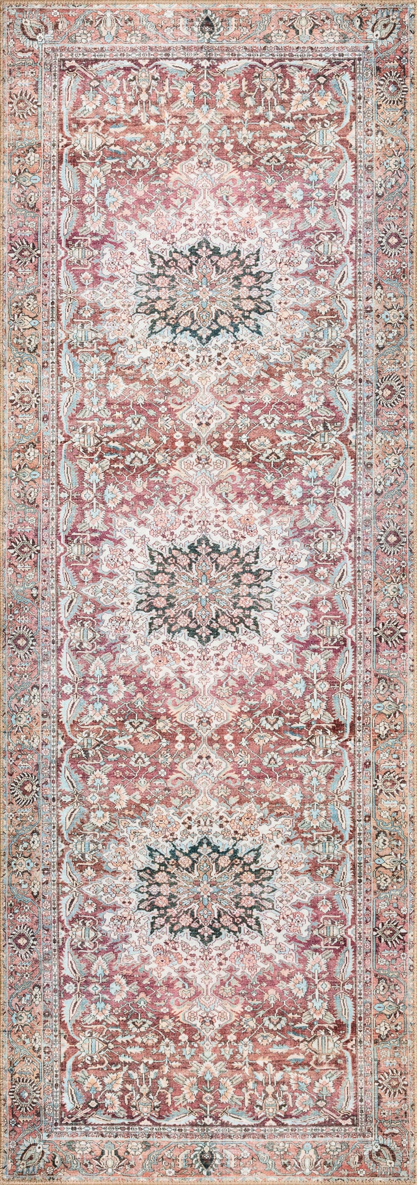 Wynter Rug 05 | Tomato / Teal