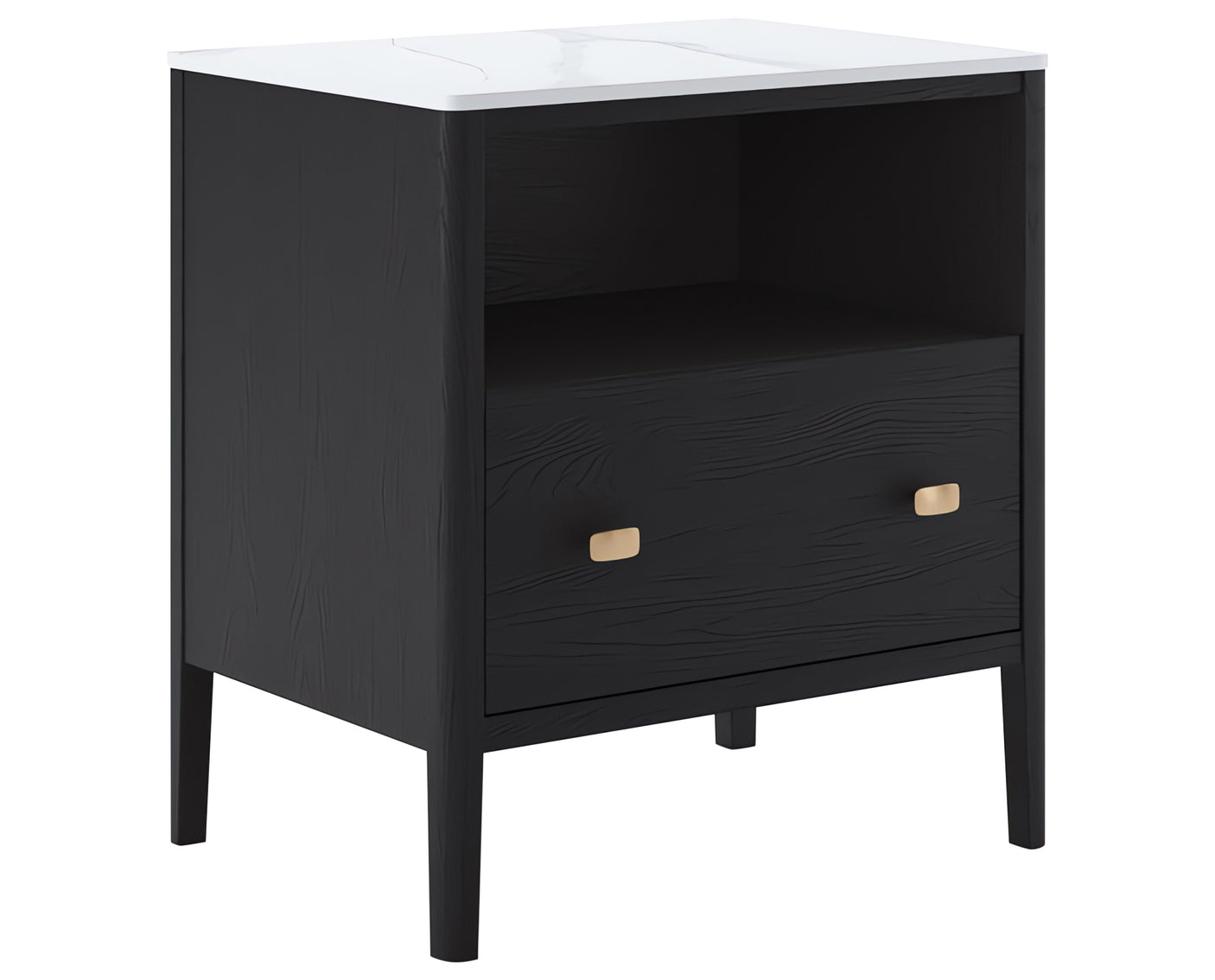 Matte Black on Oak with Porcelain and Bronze Handles | Mobican Zara Night Table | Valley Ridge Furniture