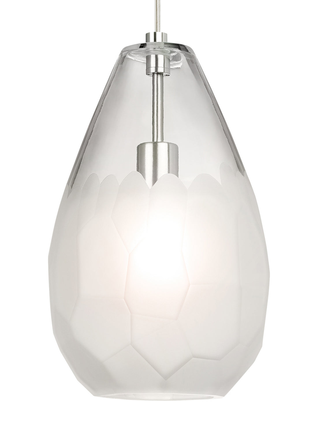 Briolette One Light Pendant — Frost, Art Glass, 120V