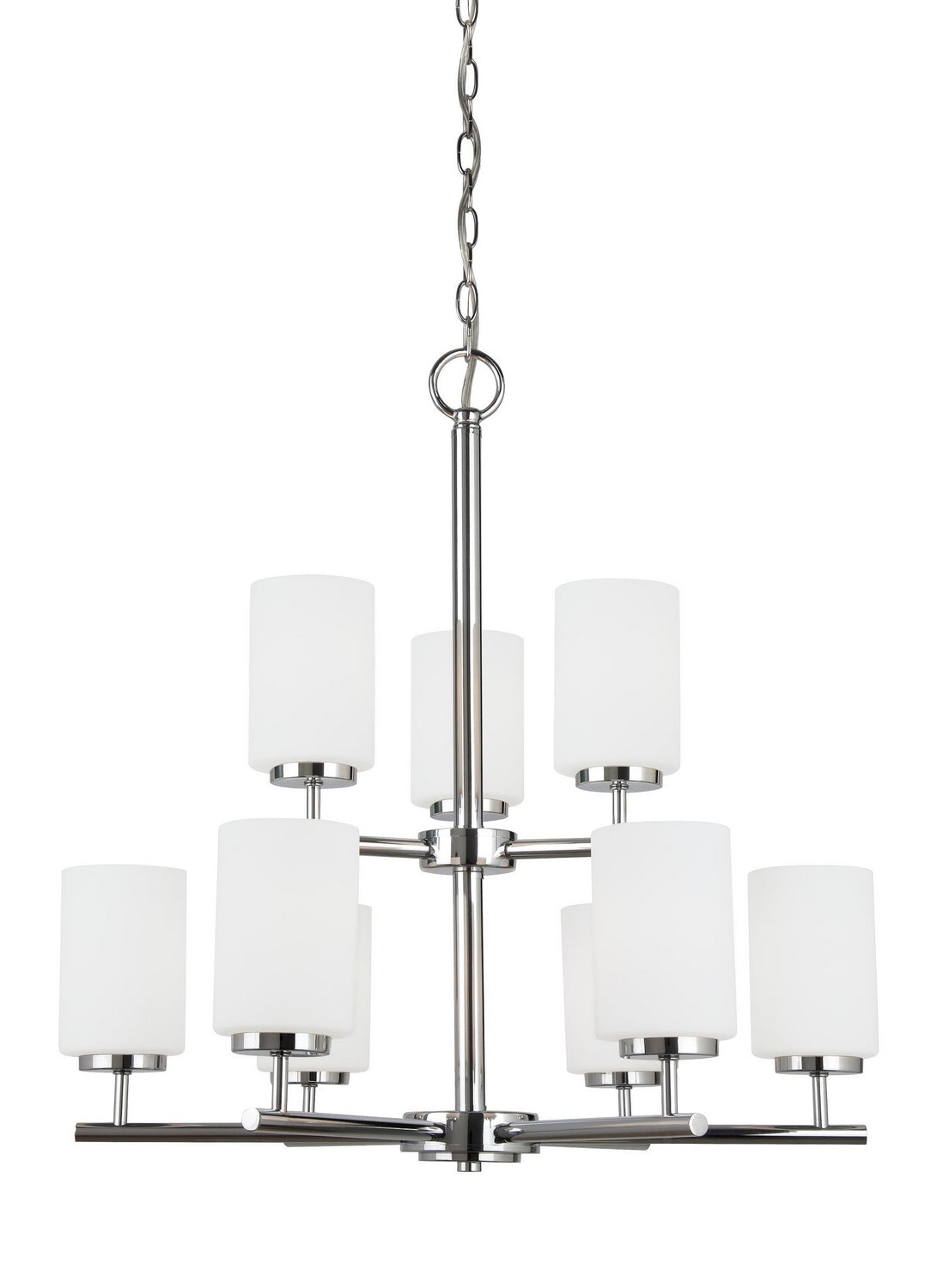 Oslo Nine Light Chandelier — Cased Opal Etched