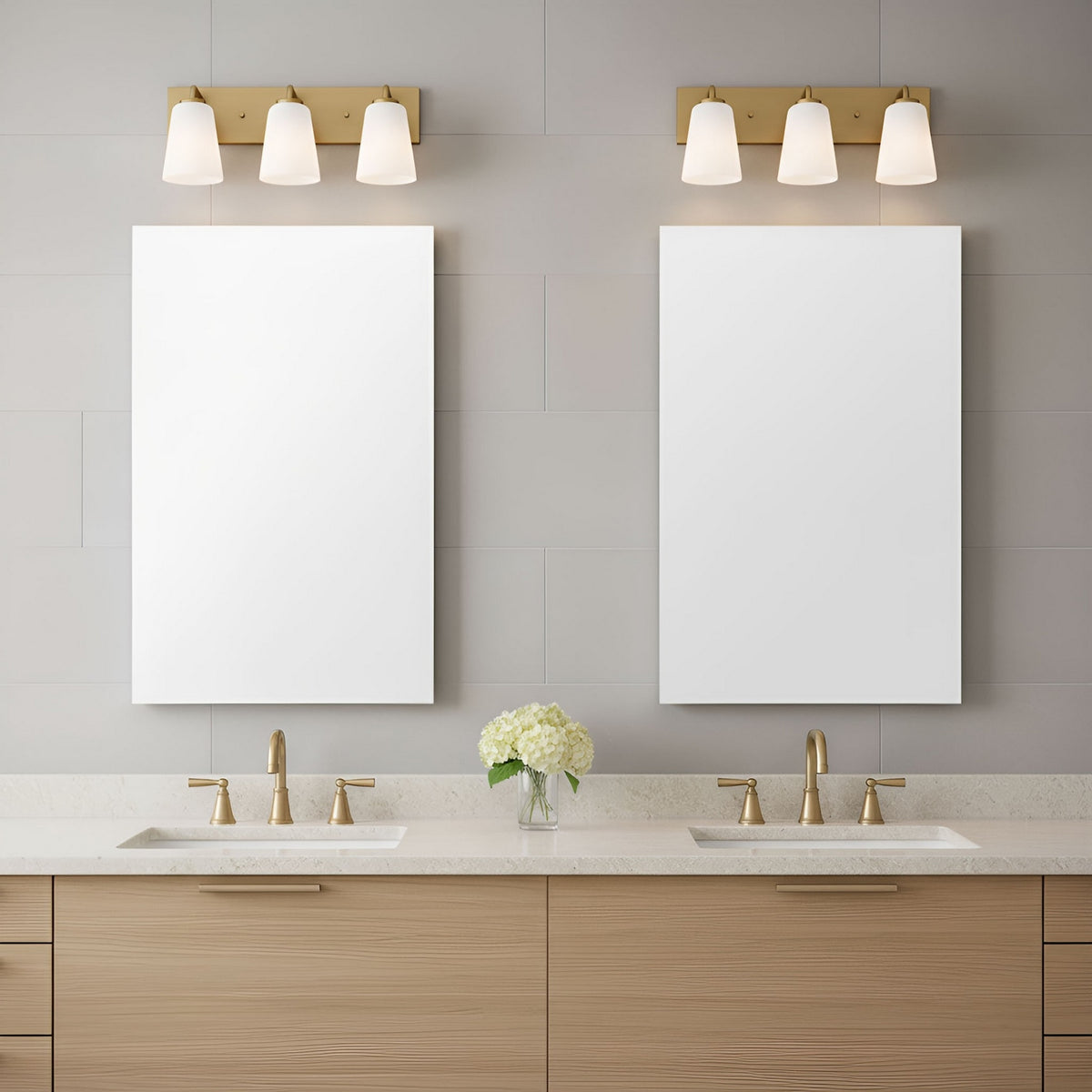 Miles Three Light Bath — Etched white glass