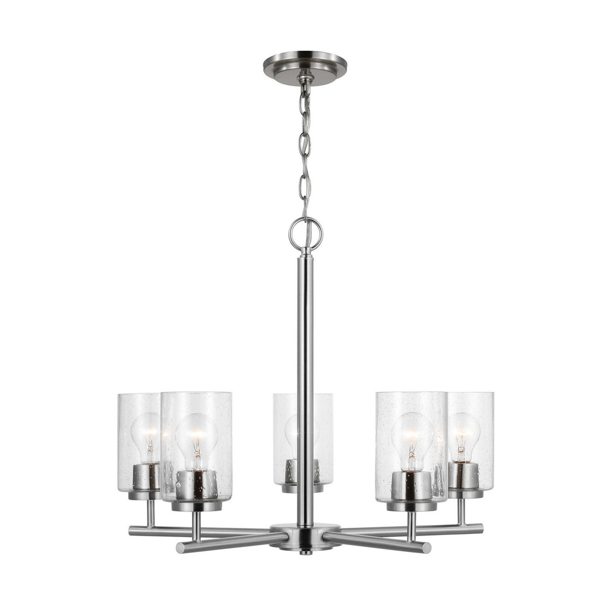 Oslo Five Light Chandelier — Clear Seeded