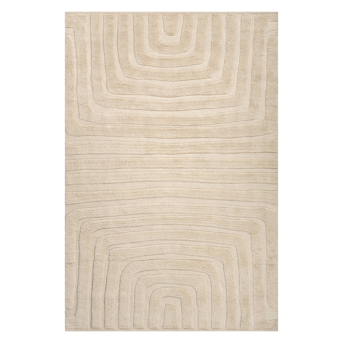 Dash & Albert Ais Abstract Bohemian Rug in Ivory, on white