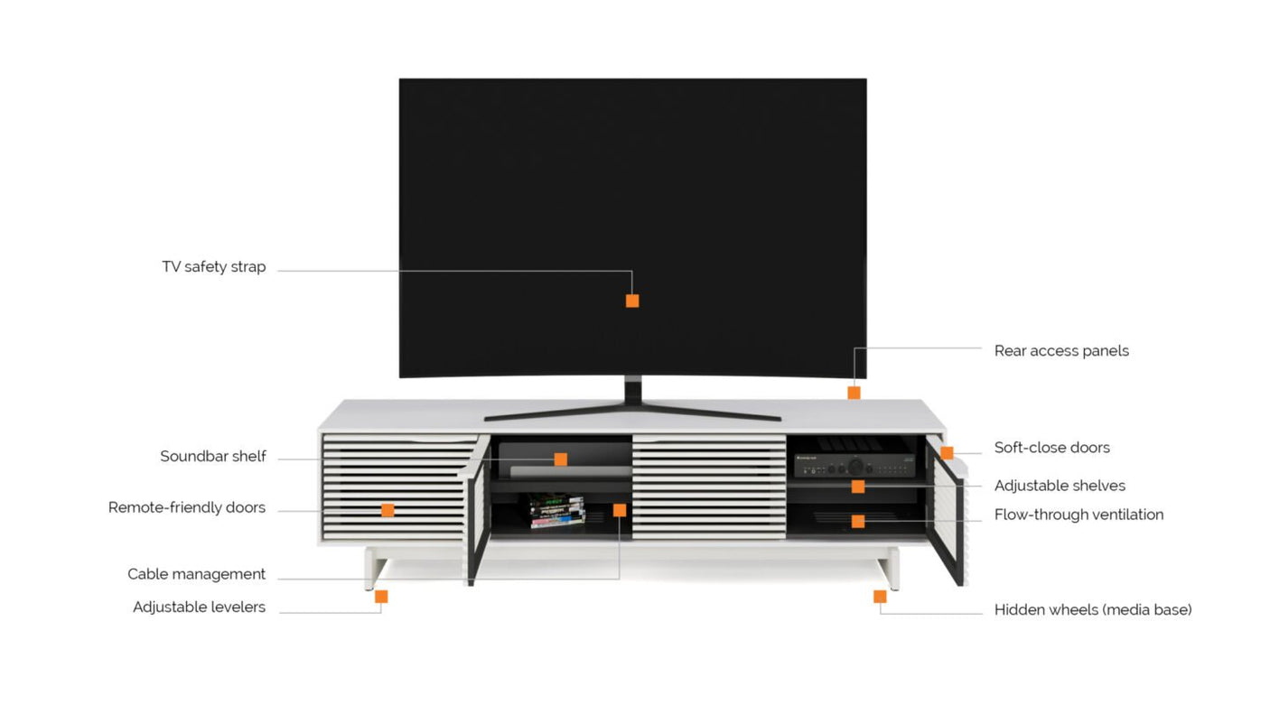 Align 7473 | Low 4 Door Media & Storage Console
