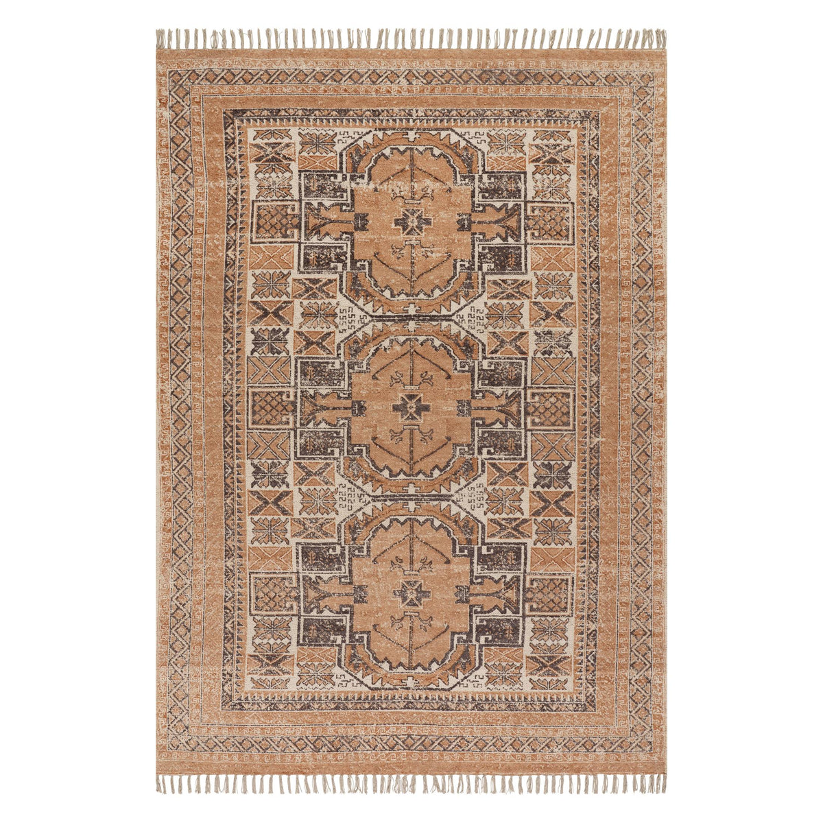 Dash & Albert Ardin Vintage Handmade Cotton Rug in Brown, on white