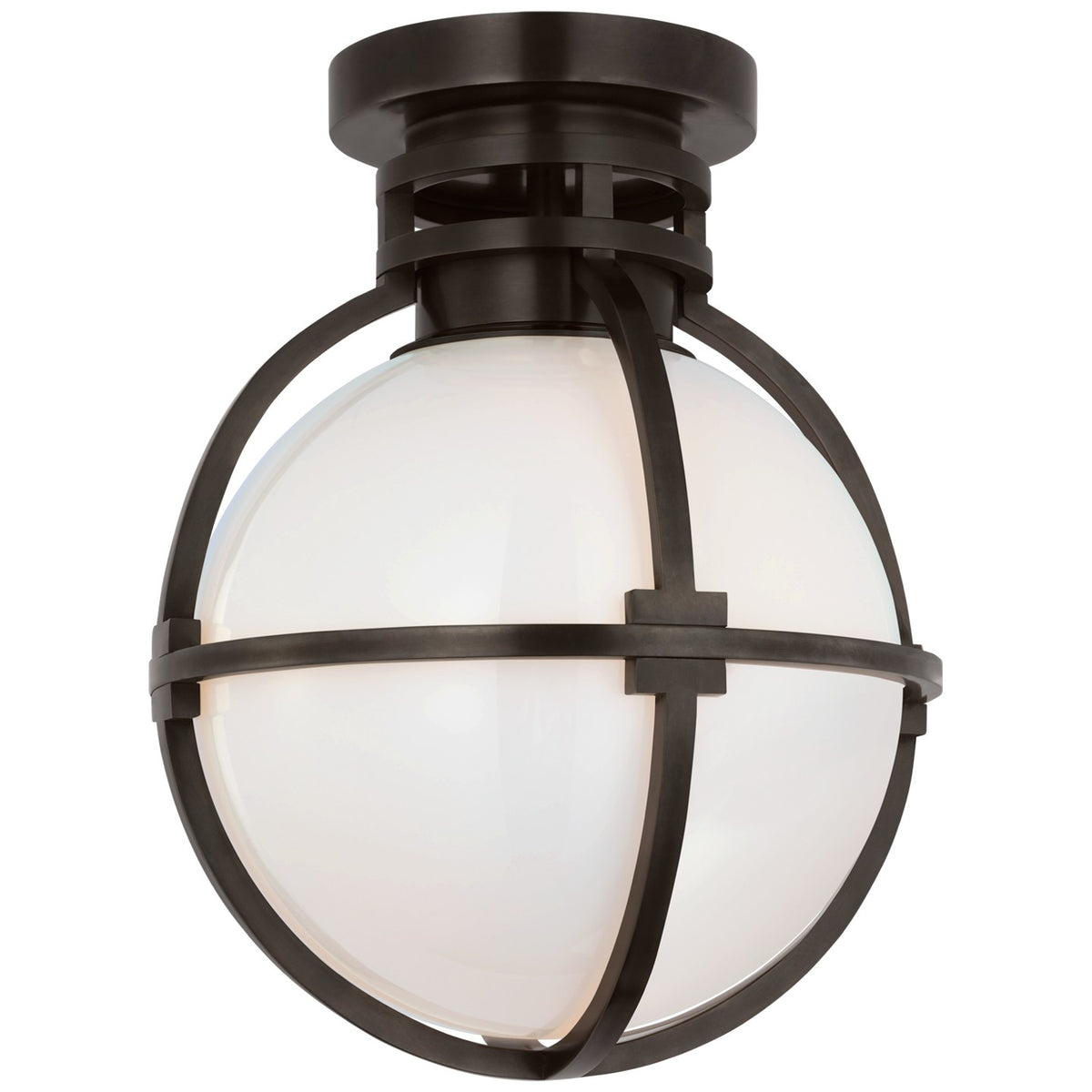 Gracie 10" Captured Globe Flush Mount with White Glass