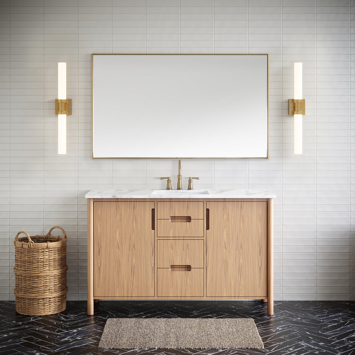 LED Bath Wall Sconce — W: 4.75" × H: 26.75" × D: 4.50"