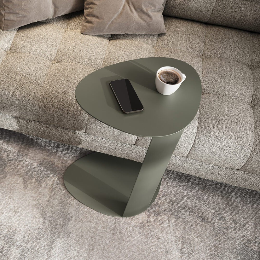 BDi Bink Laptop Stand / Side Table in Moss, in a room setting