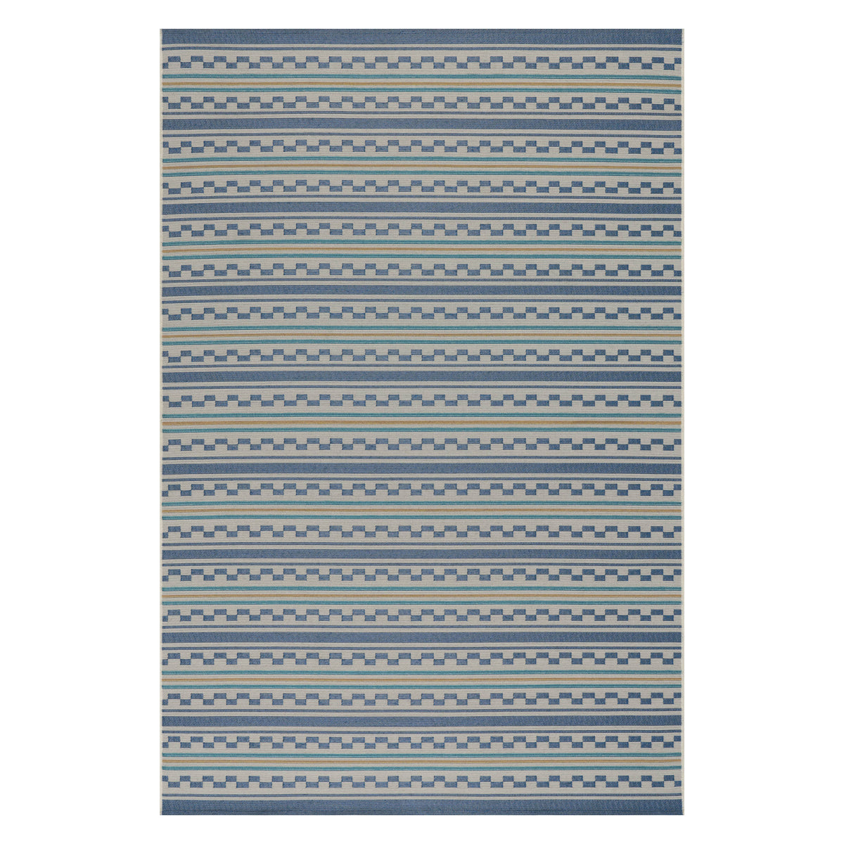 Dash & Albert Caldera Modern Checkered Indoor/Outdoor Rug in Blue, on white
