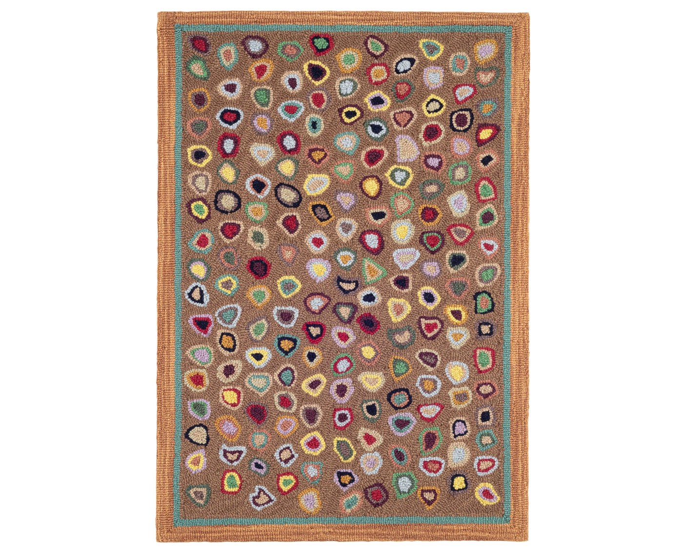 Rug with a Cat's Paw Hand Micro Hooked pattern on a plain background