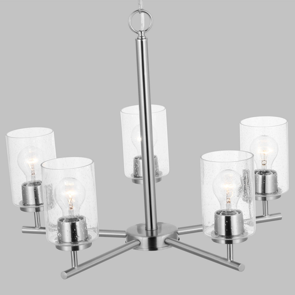 Oslo Five Light Chandelier — Clear Seeded